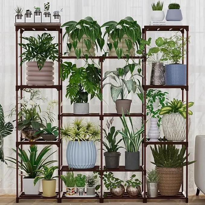 Metal Plant Stand Indoor Outdoor Plant Shelf Stand, 4 Tiers 16 Pots Potted Flower Plant Stands for Indoor Plants Multiple, Plant Shelves Stands Rack for Patio, Balcony, Living Room by GreenHaven Gardens