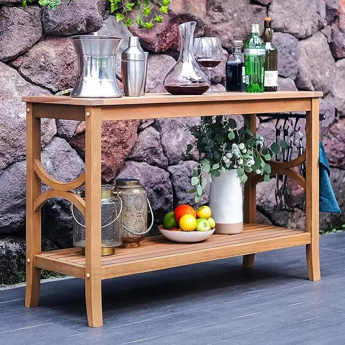 Cambridge Casual Chester Teak Wood Outdoor Console Table – Durable Accent Table for Patio, Deck, Porch and Garden - Perfect for Displaying Plants, Décor, Beverage and Other Outdoor Essential by GreenHaven Gardens