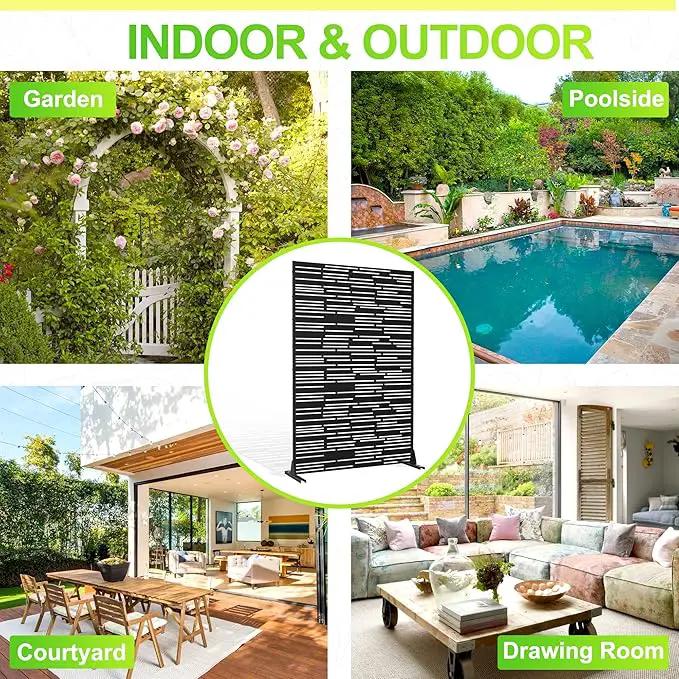 Outdoor Privacy Screen,72" H×47" W Metal Privacy Screen, Freestanding Privacy Fence Panels for Patio by GreenHaven Gardens