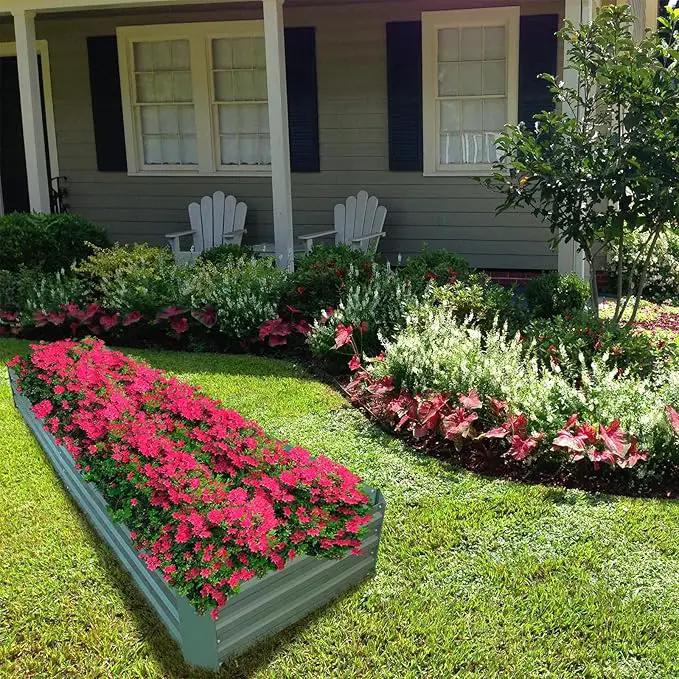 8x2x1ft Metal Raised Garden Bed Kit，Galvanized Garden Bed Box for Vegetables, Flowers, Herbs, and Succulents,120 Gallon Capacity - Green by GreenHaven Gardens