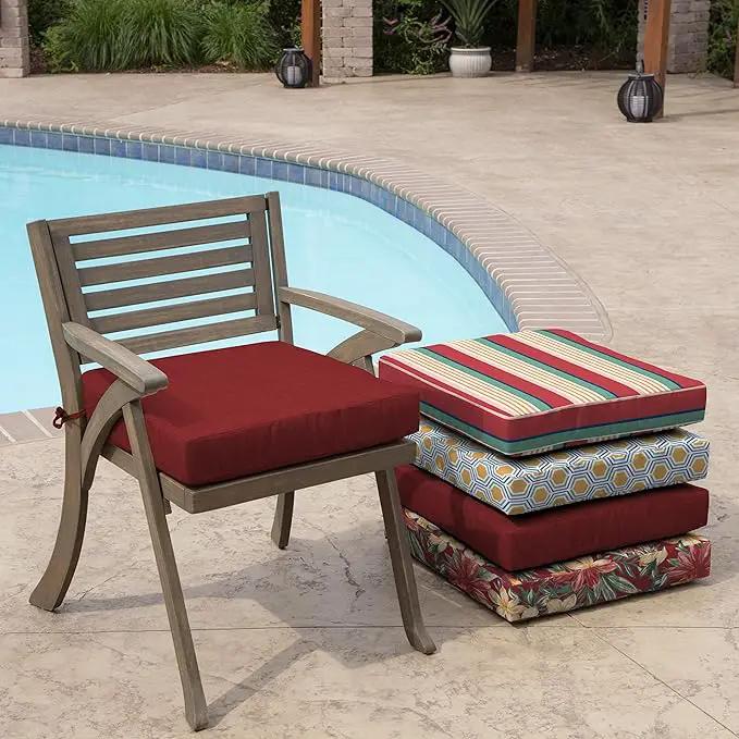 Arden Selections Outdoor Wicker Chair Cushion, 20 x 18, Rain-Proof, Fade Resistant 21 x 21, Ruby Red Leala (Pack of 4) by GreenHaven Gardens
