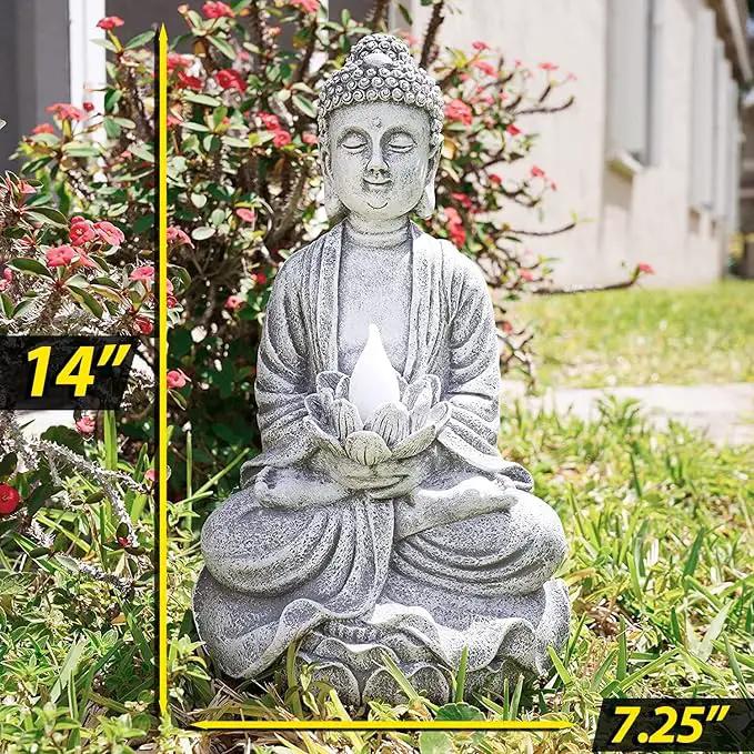 VP Home Buddha Statue for Home and Outdoor Decor, Solar Powered Flickering LED Garden Light, Zen Meditation, Spiritual Room Decor (Zen Buddha) by GreenHaven Gardens