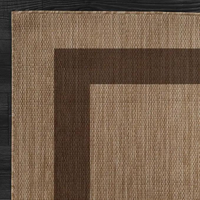 CAMILSON Outdoor Rug 6x9 - Modern Outside Rugs for Patios Porches Waterproof Durable Washable Non-Shedding, Easy-to-Clean Indoor Outdoor Area Carpet (6 x 9, Bordered - Jute) by GreenHaven Gardens