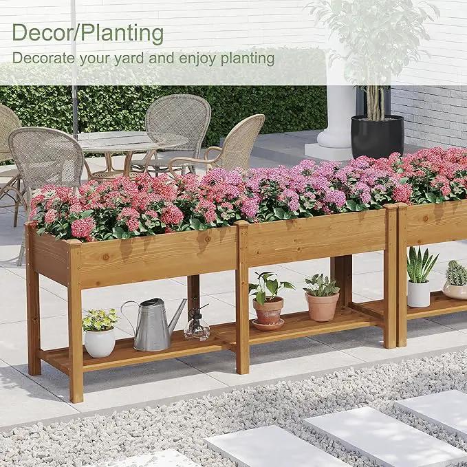 GHWIE Raised Garden Bed with Shelf,Elevated Wooden Planter Box with Legs,Garden Planter for Backyard, Patio, Balcony by GreenHaven Gardens