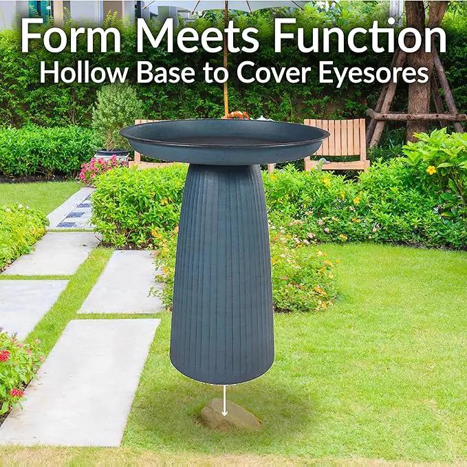 Sunnydaze Gleeful Garden Metal Bird Bath for Outdoors - Large Decorative Iron Birdbath - 23-Inch - Matte Blue by GreenHaven Gardens