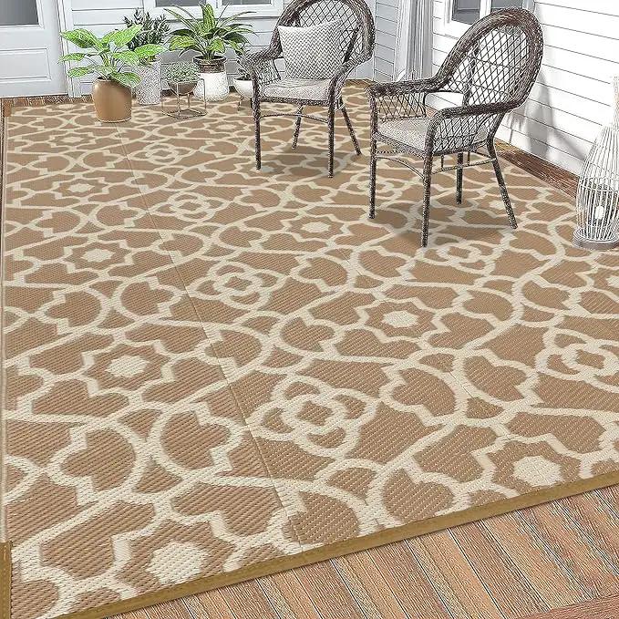 HEBE Outdoor Rug Waterproof 5x8, Plastic Straw Rug Camping Rug, Reversible Outdoor Patio Rugs RV Mat Clearance, Indoor Outside Floor Carpet for Porch,Deck,Camper,Balcony,Backyard by GreenHaven Gardens