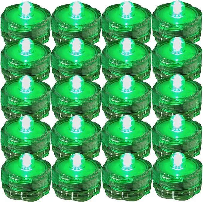 Bright LED Floral Tea Light Submersible Lights for Party Wedding (Green, 20 Pack) by GreenHaven Gardens