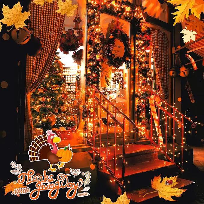 JMEXSUSS 4 Pack Orange Solar Fairy Lights, Total 400 LED 132 FT Orange Halloween Light, 8 Modes Copper Wire Solar String Lights Outdoor Waterproof for Halloween Garden Yard Tree Christmas Decor by GreenHaven Gardens
