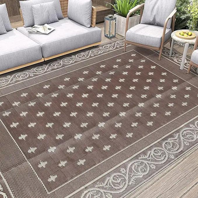 Pauwer 9'x12' Reversible Outdoor Rug, Waterproof Plastic Straw Area Rug for Patios, RV Mat, Camping, Picnic, Beach, Balcony, Pet Friendly, Lightweight by GreenHaven Gardens