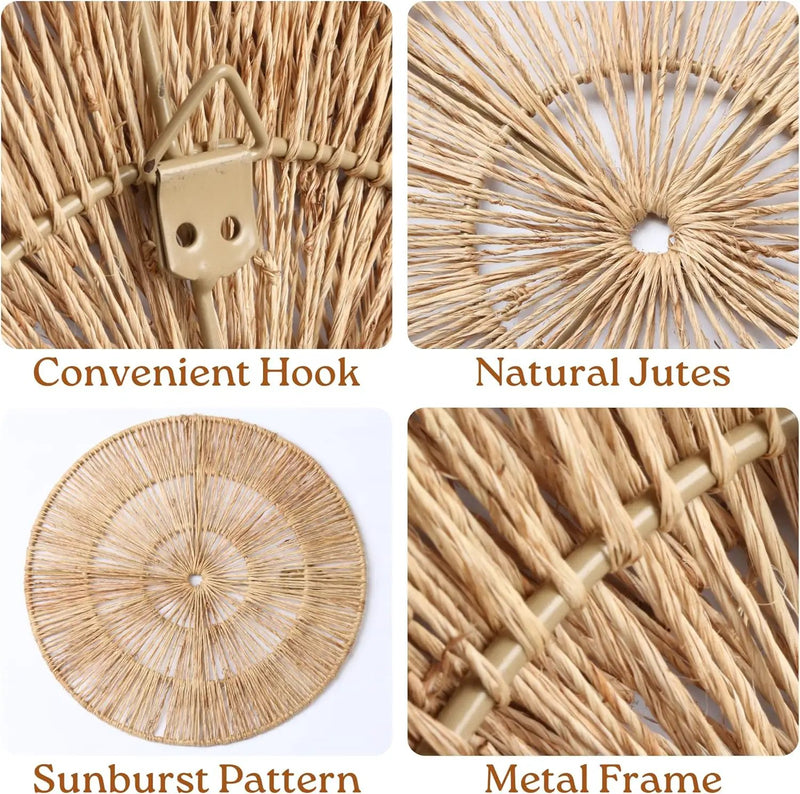 CHI AN HOME Wicker 23 Inch Jute Wall Decor Baskets, Set of 6 Extra Large Woven Jute Wall Plates, 23",21",15",13",12,10", Decorative Baskets for Wall Arts, Wall Hanging for Bedroom, Living Room, Office by GreenHaven Gardens