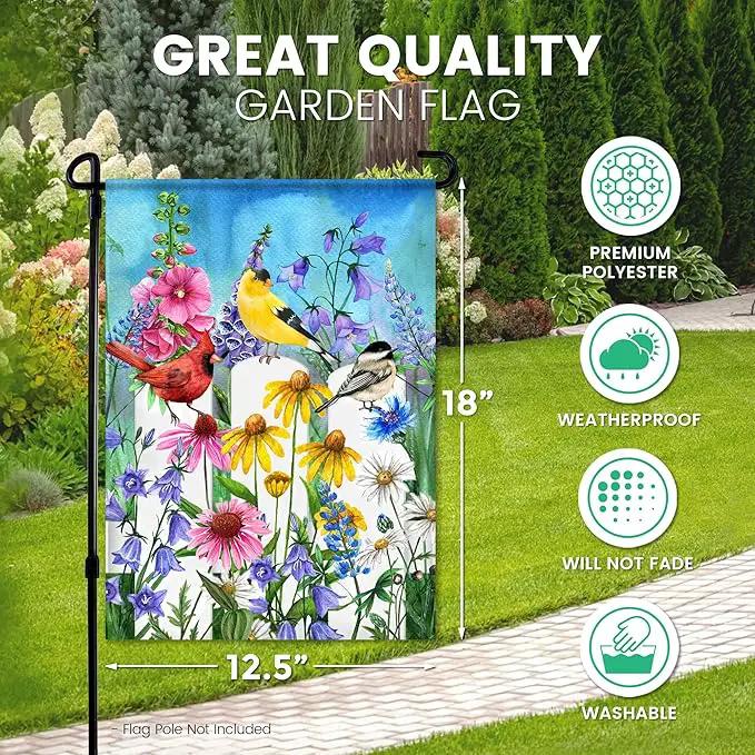 Summer Garden Flag - 12.5 x 18 Inch Double-Sided Spring Flowers Printed Art Front Yard Decor - Seasonal Welcome Outdoor Banner for House Porch, Patio, Lawn, and Deck - Suits Standard Stands by GreenHaven Gardens