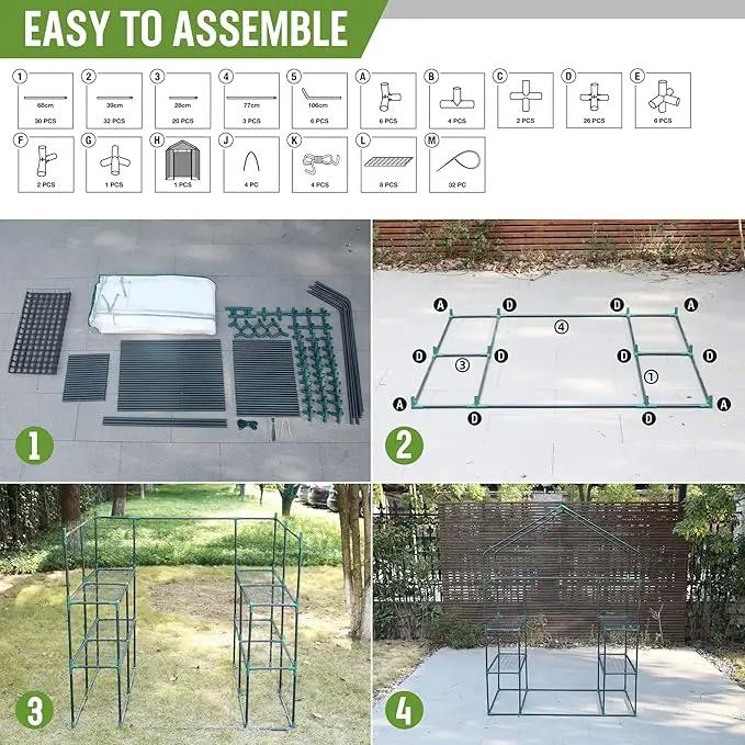 WORKPRO Greenhouse, 56” x 56” x 77” Heavy Duty Walk in Greenhouses for Outdoors with Screen Windows, Thicken PE Cover, 3 Tier 8 Shelves Portable Green House Kit for Patio, Backyard and Porch by GreenHaven Gardens
