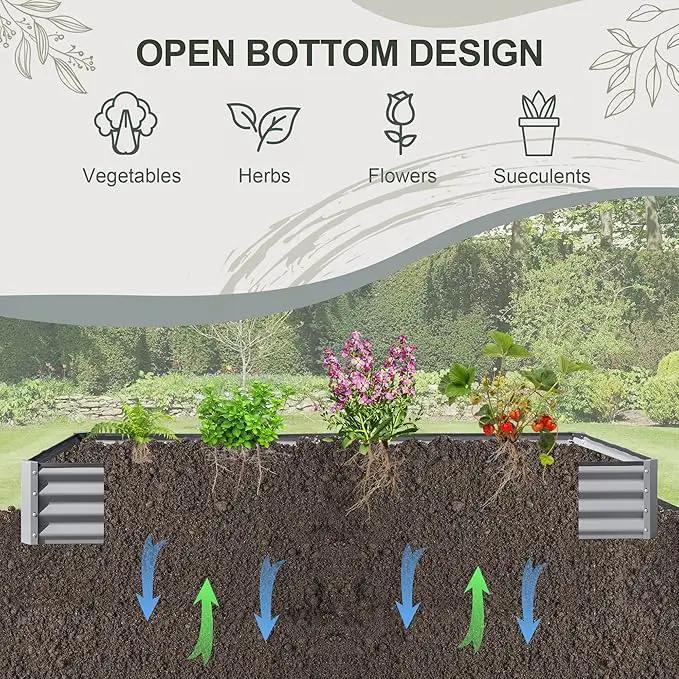 Domi Galvanized Raised Garden Bed, 6x3x1Ft Thickening Metal Planter Box for Vegetables Bottomless for Backyard Outdoor, 1" Deep w/ 128 Gallon Capacity - Silvery by GreenHaven Gardens