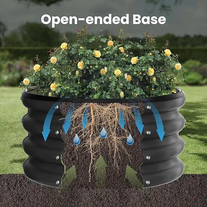 ZXZYHFTY Round Galvanized Raised Garden Bed kit,Black Outdoor Garden Raised Planter Box, Round Large Metal Raised Garden Beds for Vegetable 2 * 2 * 1ft 1 Pack by GreenHaven Gardens