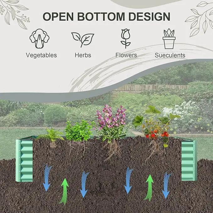 Domi Raised Garden Beds Outdoor, 6x3x1.5Ft Thickening Tall Metal Rectangular Deep Root Box Planter for Vegetables, Flowers, Herbs, and Succulents 1.5" Deep w/ 192 Gallon Capacity - Green by GreenHaven Gardens