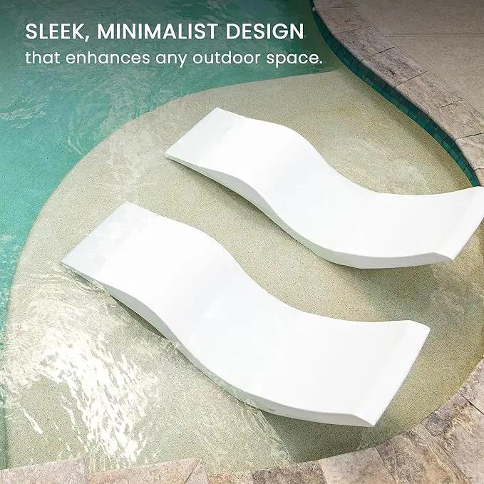 Aqua Outdoors Pool Chaise Lounge Chairs for Ledge & Shelf, Water-Weighted Pool Lounger for Depths Up to 9”, No Screw Plugs & Tools Needed, Classic White Ledge Lounger, Set of 1 by GreenHaven Gardens