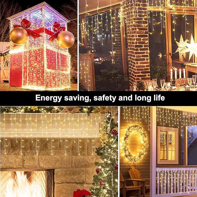 DDMY Christmas Lights Outdoor Decorations 416 LEDs 34 FT 8 Modes Curtain String Light with 78 Drops, Waterproof Clear Wire LED Light for Christmas Party Decor, House, Garden, Yard Decoration by GreenHaven Gardens