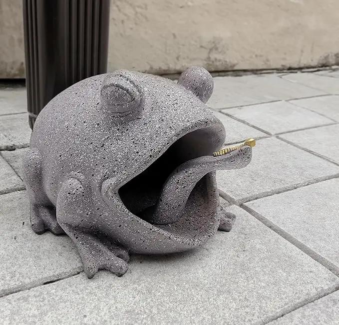 Frog Statues Gutter Downspout Extension Statues Garden Decoration,Animal Resin Statue Outdoor Decor,Downspout Diverter,Decorative Gutter Extension,3"×4" Downspout Extender Diverter Splash Block（Grey） by GreenHaven Gardens