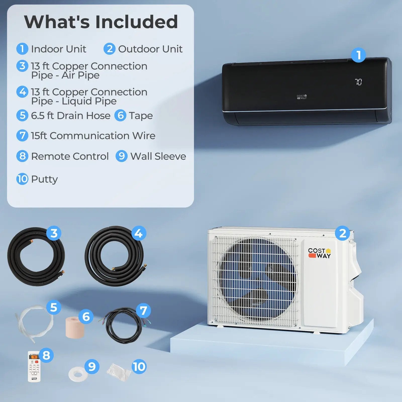 GreyVolt Series 9100 BTU 20.5 SEER2 115V WiFi Enabled Mini Split AC Compatible with Alexa Gray by DirectDeals