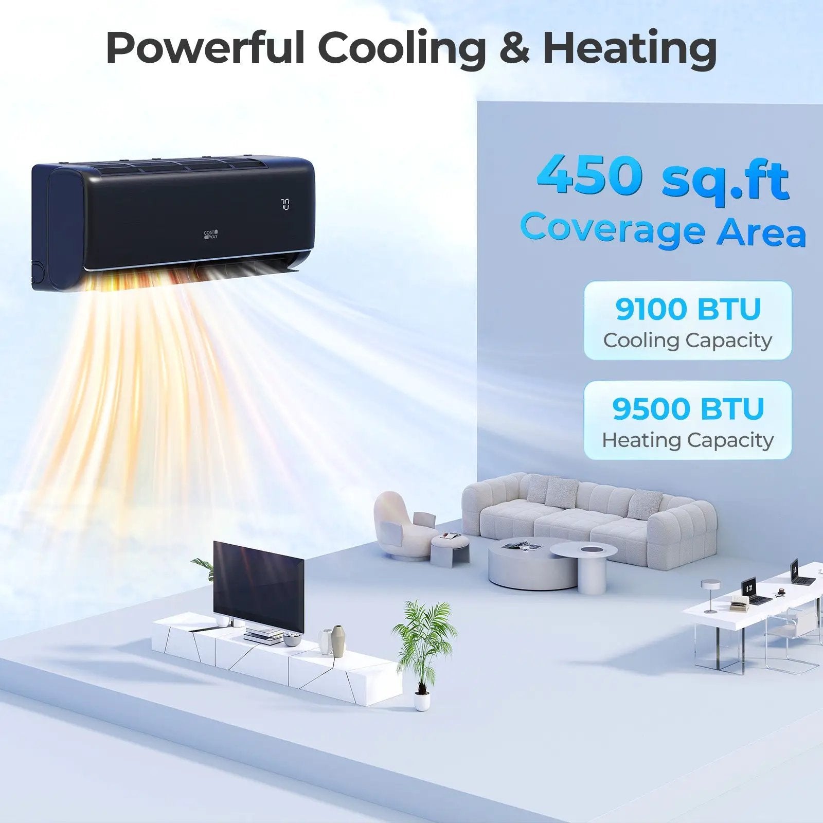 GreyVolt Series 9100 BTU 20.5 SEER2 115V WiFi Enabled Mini Split AC Compatible with Alexa Gray by DirectDeals