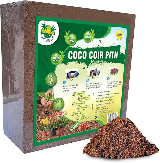 MODELLOR (10 lb) Premium Super Washed Coco Coir Brick, High Yield 18 to 20 gallons, Seed Starter, Organic, pH Balanced, Gardening, Indoor, Outdoor use by GreenHaven Gardens