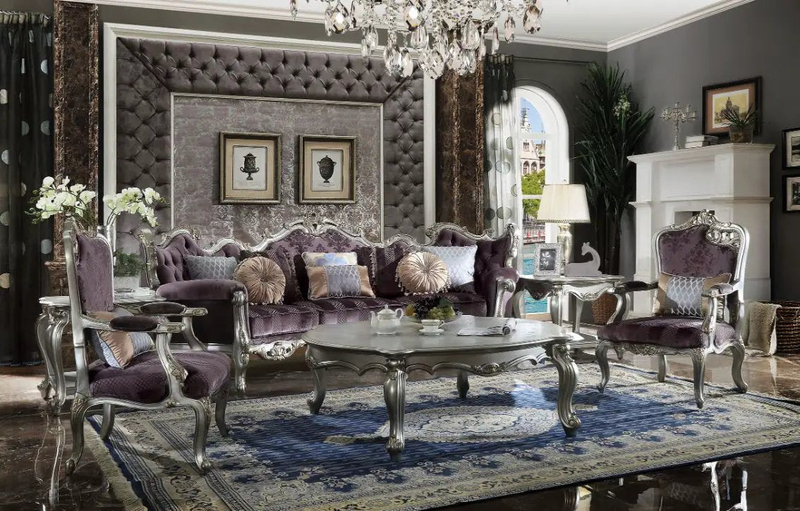 Picardy - Sofa With 8 Pillows - Velvet & Antique Platinum by Unique Piece Furniture