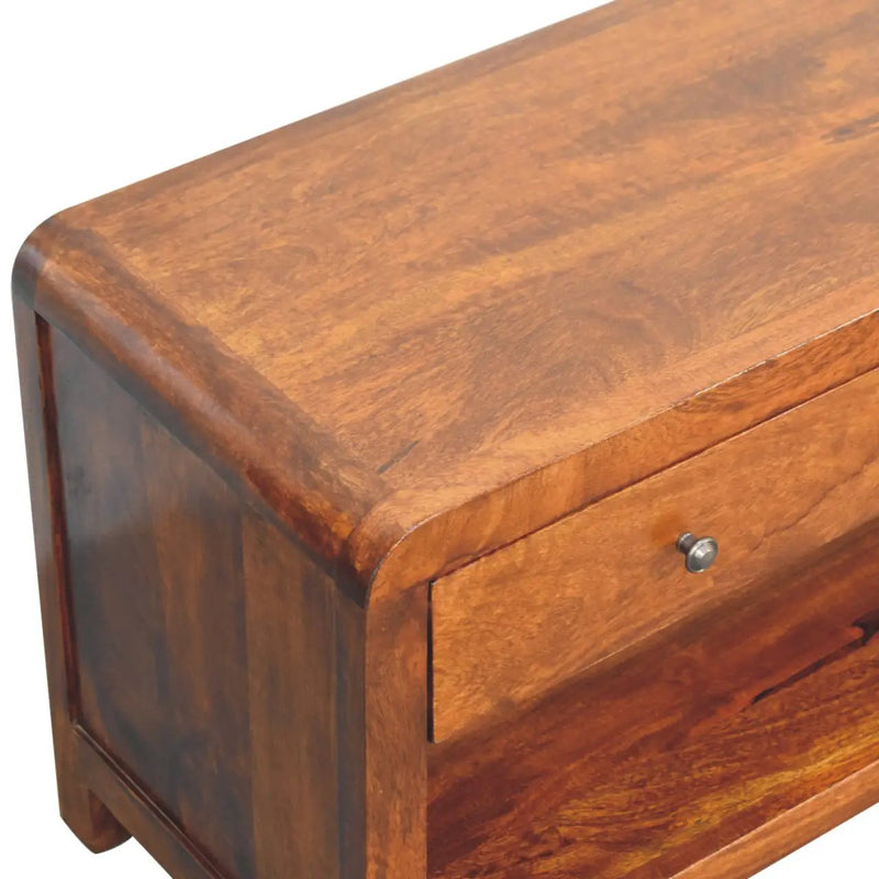 Solid Wood Aspen Media Unit, 3-Drawers, Open Slot, Chestnut by HouseOfZazla