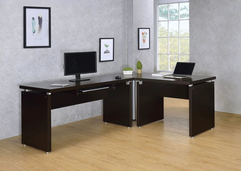 Skylar 83-inch L-Shaped Office Computer Desk Cappuccino by Unique Piece Furniture