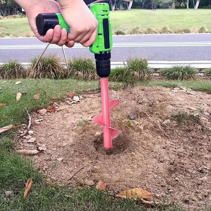 SYITCUN Auger Drill Bit for Planting - 4"X12" Heavy-Duty Garden Auger Spiral Drill Bit - Bulb Planter Tool & Auger Post Hole Digger - 3/8" Hex Drive Drill by GreenHaven Gardens