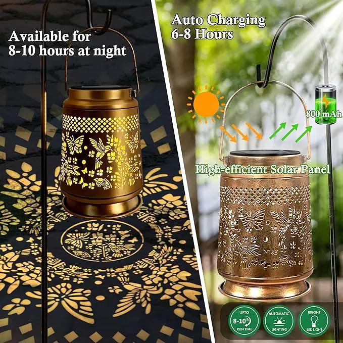 KY&BOSAM Solar Lanterns Outdoor Waterproof Hummingbird & Butterfly Lantern Garden Decor Birthday Gifts for Women Mom Metal Solar Lights Outdoor Lantern Hanging Outside for Yard Backyard Pathway Patio by GreenHaven Gardens