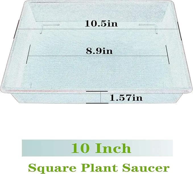 Square Plant Saucer 10 Inch 5 Pack, Plant Stand Flower Pot No Holes, Gray Plant Trays for Pots Heavy Duty Plastic Plant Saucers for Indoors Outdoors Plant Lover Gardening Gifts by GreenHaven Gardens