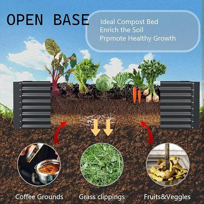 8x4x2ft Galvanized Raised Garden Bed Outdoor, Metal Garden Bed for Vegetables, Above Ground Garden Box for Flower, Steel Raised Beds for Gardening - Dark Gray by GreenHaven Gardens