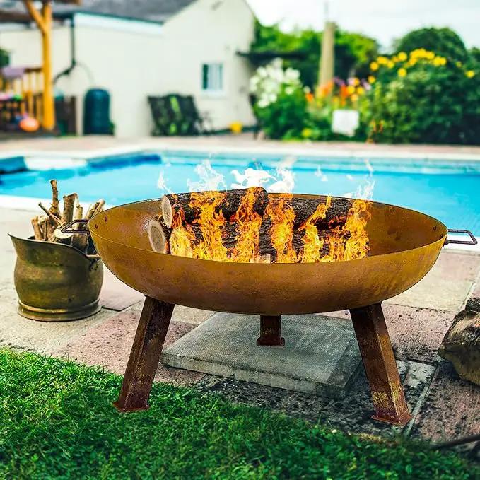 Sunnydaze 30-Inch Cast Iron Heavy-Duty Fire Pit for Outside - Wood-Burning Outdoor Fire Pit Bowl with Handles - Oxidized Finish by GreenHaven Gardens