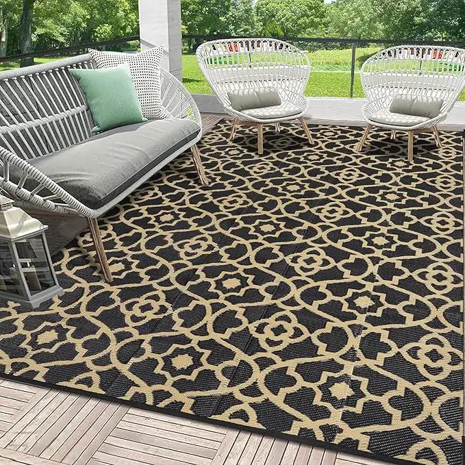 HEBE Outdoor Rug Waterproof 5x8, Reversible Plastic Straw Rug RV Camping Rug, Indoor Outdoor Patio Mat Clearance, Outside Carpet for Porch,Deck,Camper,Balcony,Backyard,Picnic by GreenHaven Gardens