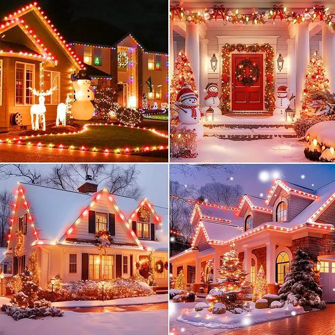 Brightown C9 LED Christmas String Lights, 66ft 100 LED Waterproof Strawberry String Lights, Plug-in Extendable Green Wire Lights String for Outdoor Outside Patio Party Decoration, Red and Warm White by GreenHaven Gardens