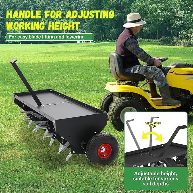 Doniks 52-Inch Tow Behind Lawn Plug Aerator with Universal Hitch, Lawn Aerator Tow Behind with 40 Galvanised Steel Tines,Tray and Inflatable Wheels for Gardens, Lawns, Farms by GreenHaven Gardens