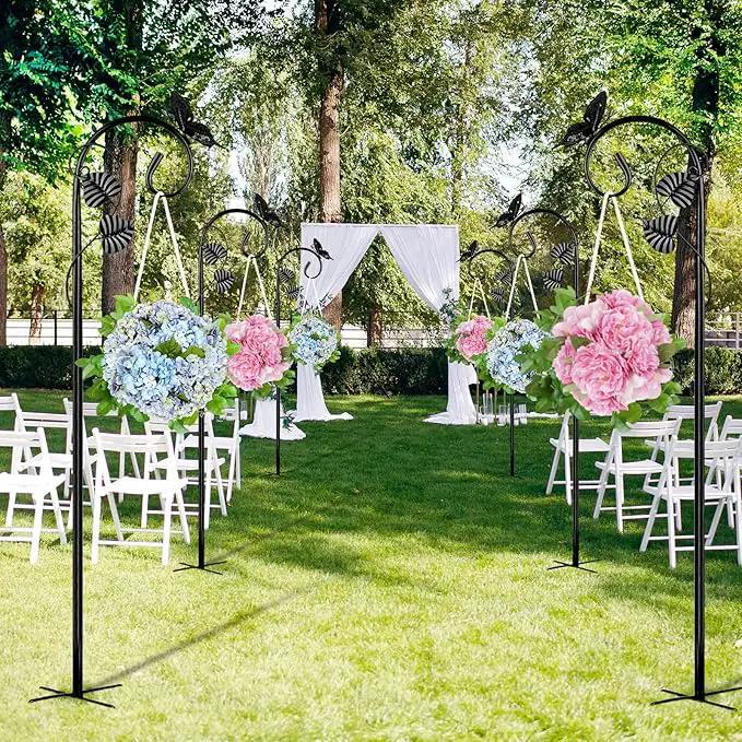 Shepherds Hooks for Outdoor Hummingbird Bird Feeder Pole Hanger 49 Inches with 5 Prongs Base Stainless Metal Adjustable Garden Hanging Holder Weddings Garden Decor Butterfly 1-Pack by GreenHaven Gardens