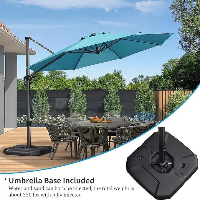 PURPLE LEAF 11 Feet Patio Cantilever Umbrella with Base Outdoor Umbrella Round Aluminum Offset with 360-degree Rotation for Garden Deck Pool Patio, Turquoise Blue by GreenHaven Gardens