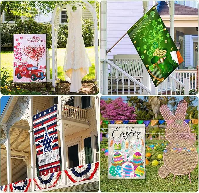 12 Pack 28 x 40 Inch Seasonal Spring Large Holiday Yard Flags Easter 4th of July Garden Lawn Double Sided Seasonal Flags Polyester Festive Set for Outdoor Decoration by GreenHaven Gardens