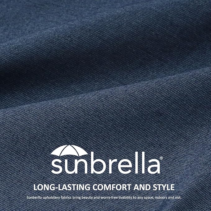 Sunbrella Round Corner Seat Cushions, 17" x 16" x 2", Set of 4, Indoor Outdoor Water Repellent Universal Chair Pads with Ties for Patio Furniture, Garden Dining Chairs, Specrtum Indigo by GreenHaven Gardens