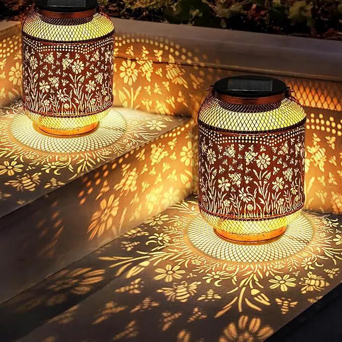 Solar Lanterns Outdoor Waterproof, Bee Garden Decor Hanging Lights, Metal Solar Lantern for Yard, Patio, Lawn, Pathway, Birthday & Gardening Gifts for Women, Mom, Grandma by GreenHaven Gardens