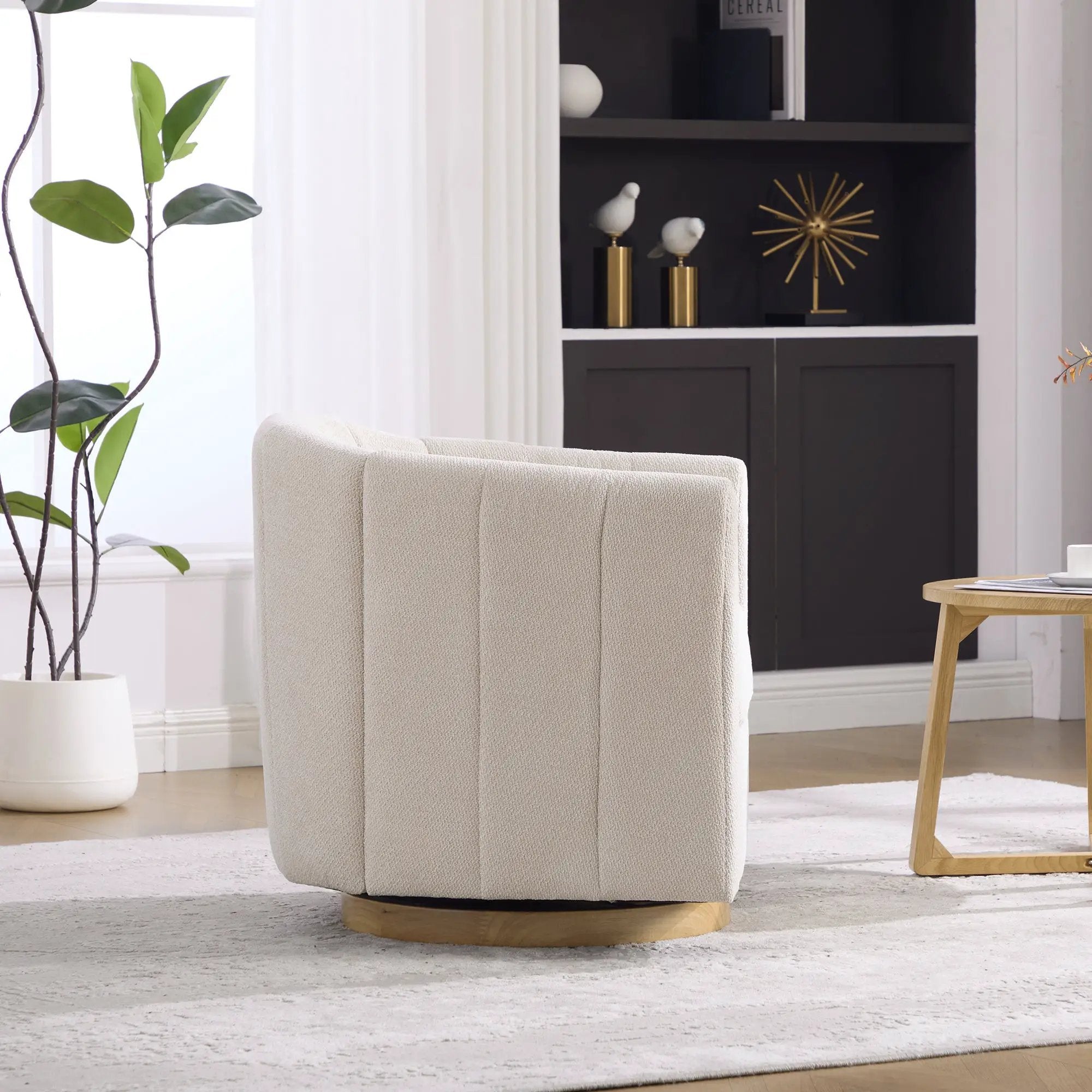 Upholstered Chenille Swivel Barrel Chair by HouseOfZazla