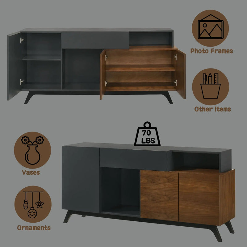 Destin- Ceramic Server - Walnut / Black by Unique Piece Furniture