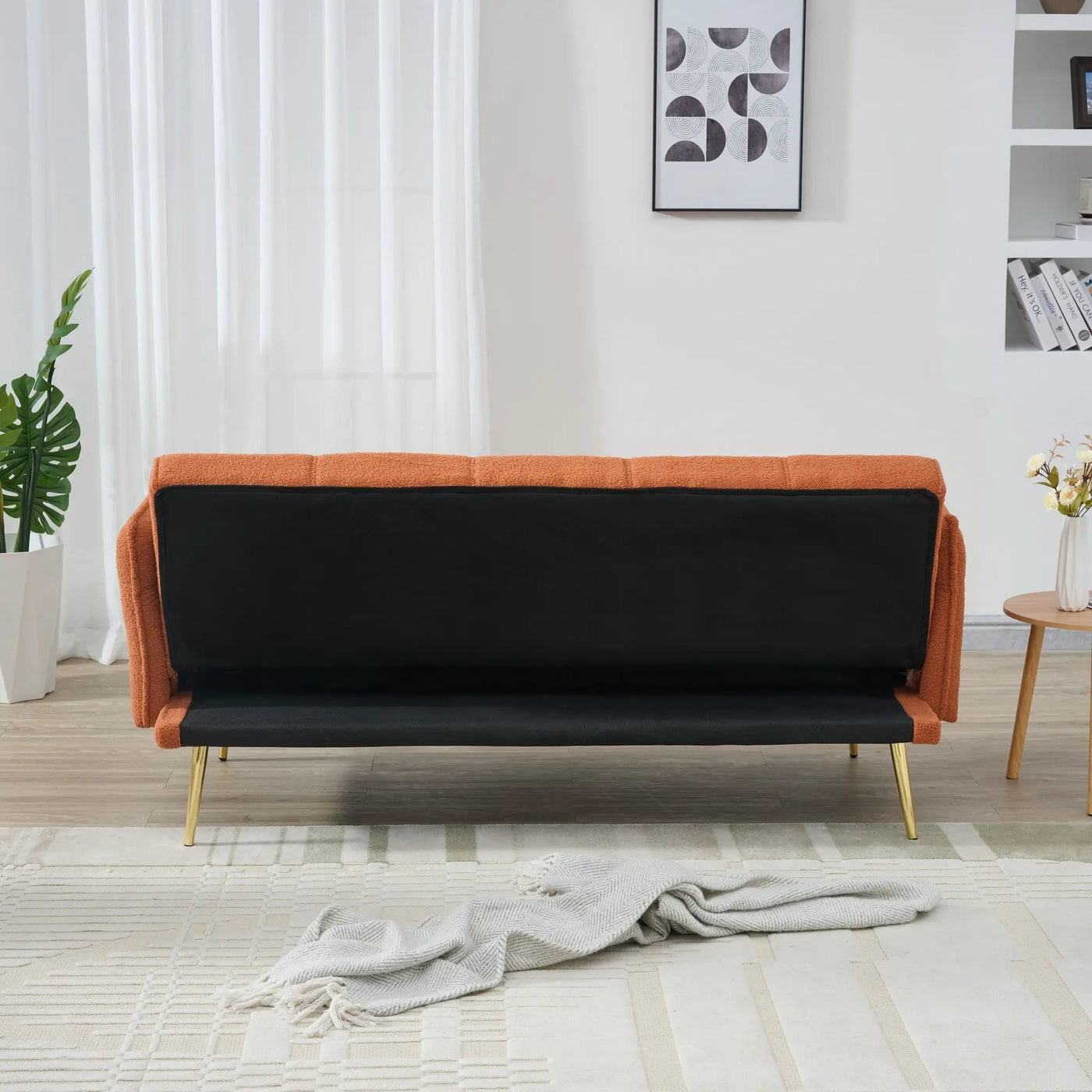 Convertible Double Futon Sofa Bed With Folding Armrests For Living Rooms by HouseOfZazla