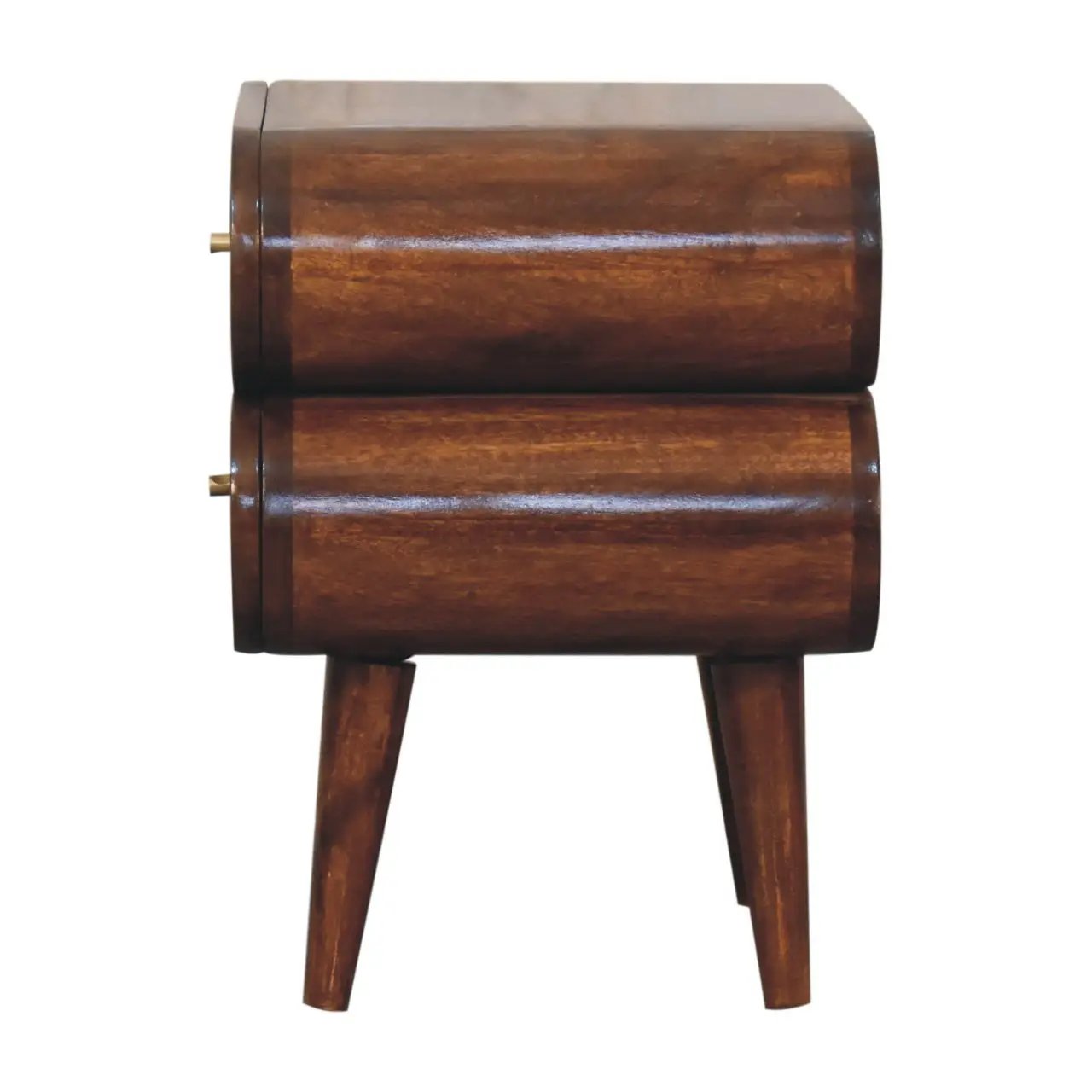 Solid Wood Bubble Chestnut Nightstand, 2-Drawer, Nordic Legs by HouseOfZazla