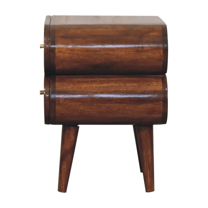 Solid Wood Bubble Chestnut Nightstand, 2-Drawer, Nordic Legs by HouseOfZazla