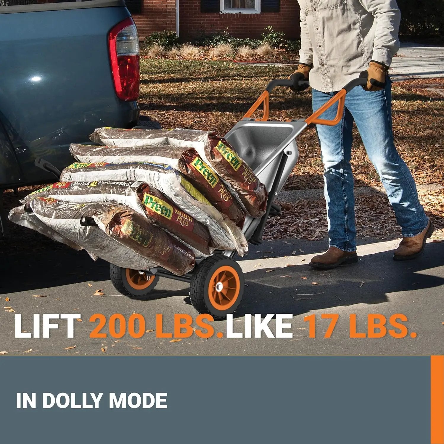 Worx WG050 8-in-1 Aerocart Garden Cart/Wheelbarrow Heavy Duty/Dolly by GreenHaven Gardens