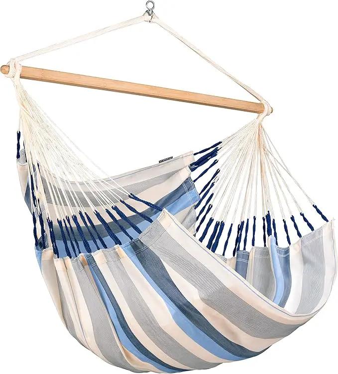 LA SIESTA® XL King Domingo Hammock Chair Swing & Tree Mount Kit - Suspension Kit for Trees Beams Posts - Weatherproof, Outdoor Indoor Hammock Swing - Hanging Chair for Bedroom Patio - Sea Salt by GreenHaven Gardens