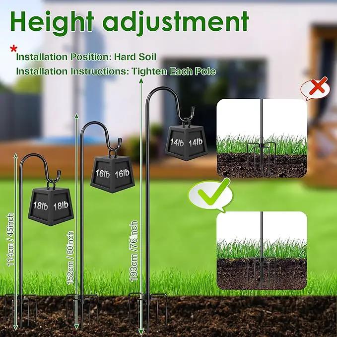 XDW-GIFTS Bird Feeder Pole for Outdoor, 2-Pack 76 Inch Shepherds Hooks Heavy Duty Garden Pole for Hanging Plant Basket, Solar Light Lanterns, Garden Plant Hanger Stands with 5 Base Prongs by GreenHaven Gardens