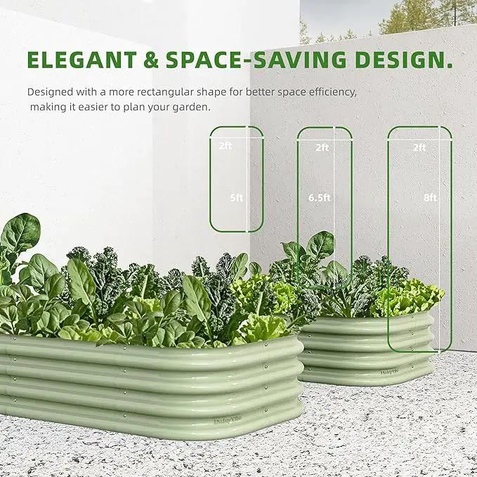DaisyVibe Raised Garden Bed Kit, Planter Raised Garden Boxes Outdoor, Oval Large Metal Raised Garden Beds for Vegetables Flowers (Green, 5ftx2ftx1ft) by GreenHaven Gardens
